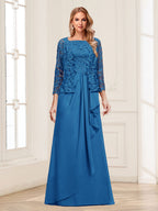Georgina Faye Ocean Blue front view mother of the bride dress