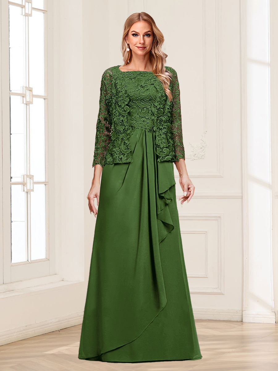 Maelys olive green front view mother of the bride dress