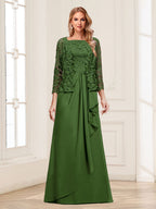 Georgina Faye Olive Green front view mother of the bride dress