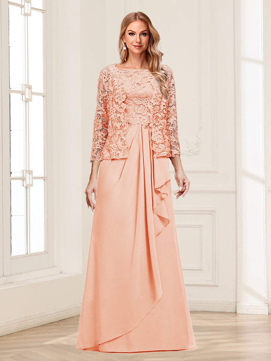 Maelys peach front view mother of the bride dress