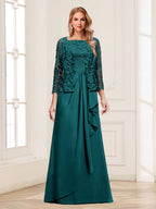 Maelys peacock front view mother of the bride dress