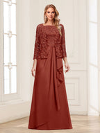 Maelys rust front view mother of the bride dress