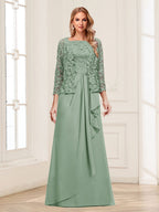 Georgina Faye Sage Green back view mother of the bride dress