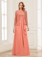 Georgina Faye Coral back view mother of the bride dress