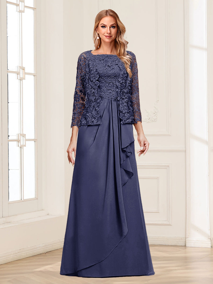Maelys dusty blue alternate front view 2 mother of the bride dress