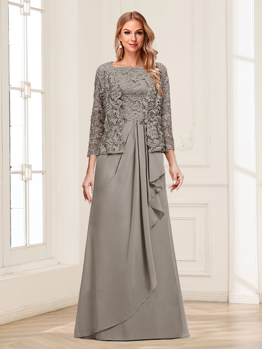 Maelys taupe front view mother of the bride dress
