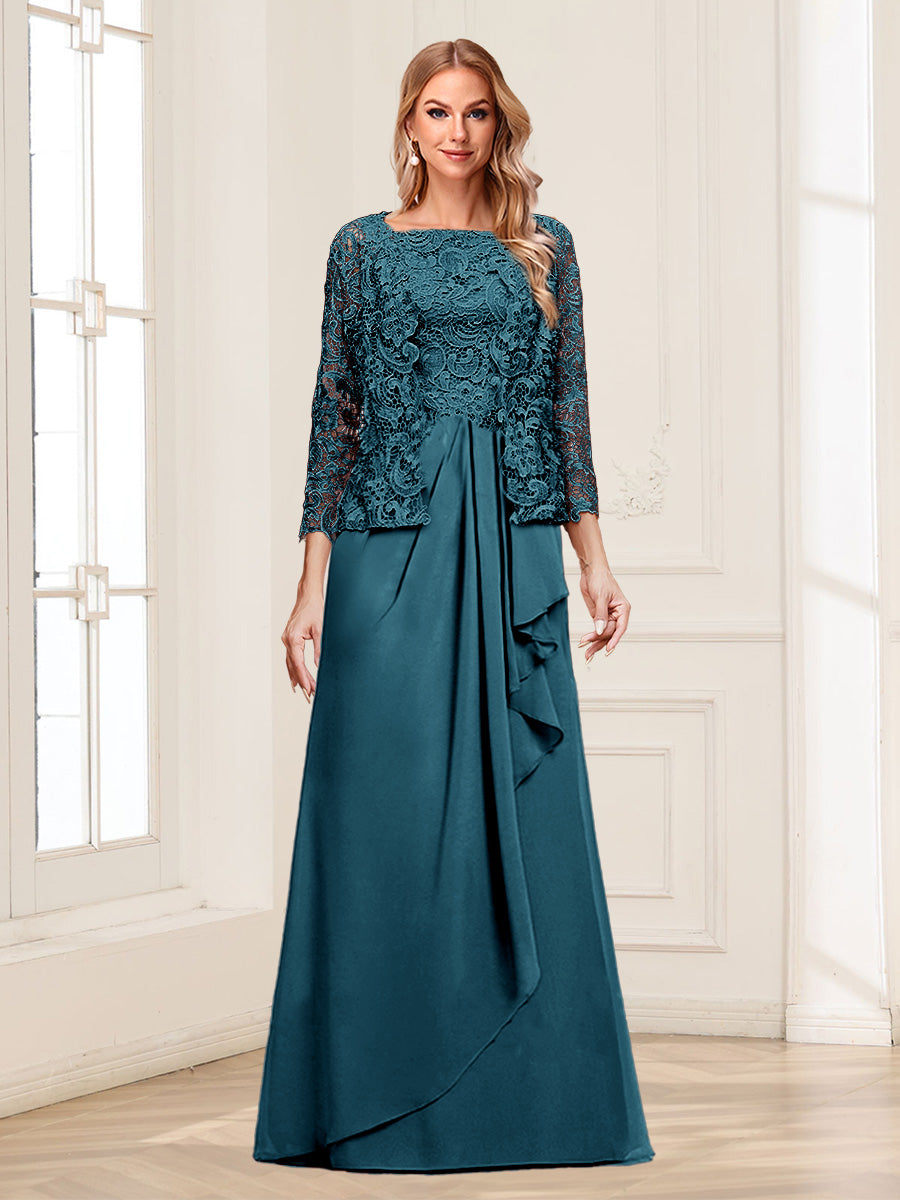 Georgina Faye Teal front view mother of the bride dress