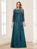 Georgina Faye Teal front view mother of the bride dress