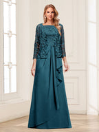Georgina Faye Teal front view mother of the bride dress