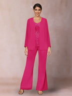 Marina Claire Hot Pink front view mother of the bride dress