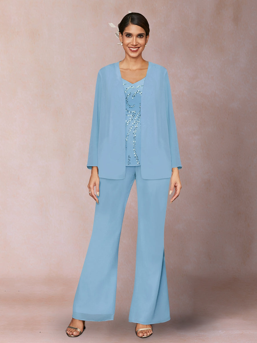 Marina Claire Sky Blue side view mother of the bride dress