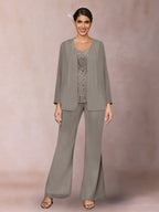 Marina Claire Taupe front view mother of the bride dress