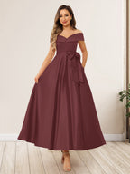 Evania Burgundy front view wedding guest dress