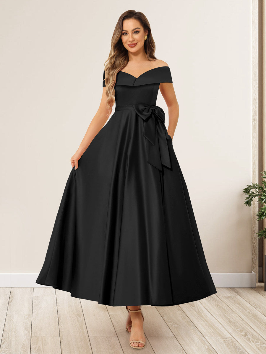 Evania Black front view wedding guest dress