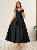 Evania Black front view wedding guest dress