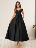 Evania Black front view wedding guest dress