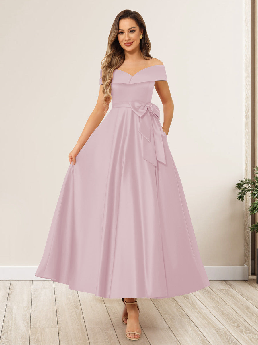 Evania Blush front view wedding guest dress
