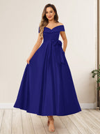 Evania Royal Blue side view wedding guest dress
