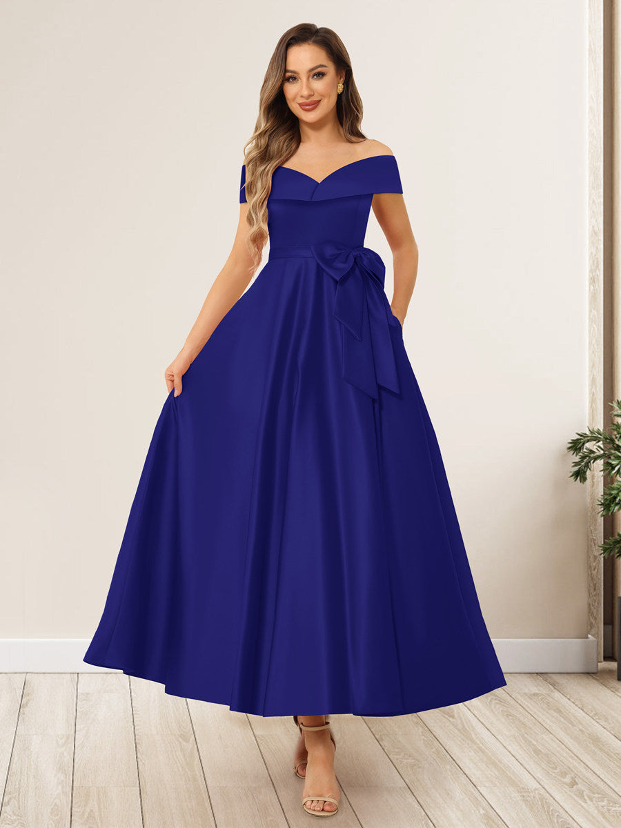 Evania Royal Blue side view wedding guest dress