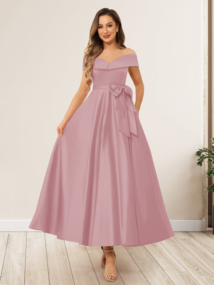 Evania Dusty Rose front view wedding guest dress