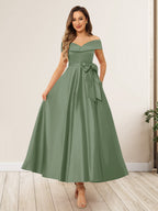 Evania Sage Green back view wedding guest dress