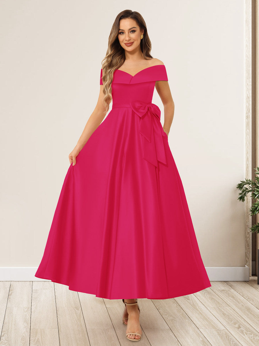 Evania Fuchsia front view wedding guest dress