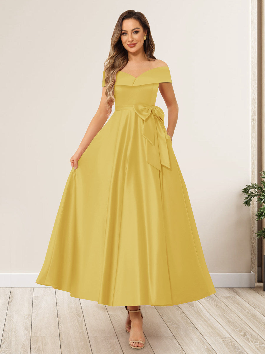 Evania Gold back view wedding guest dress