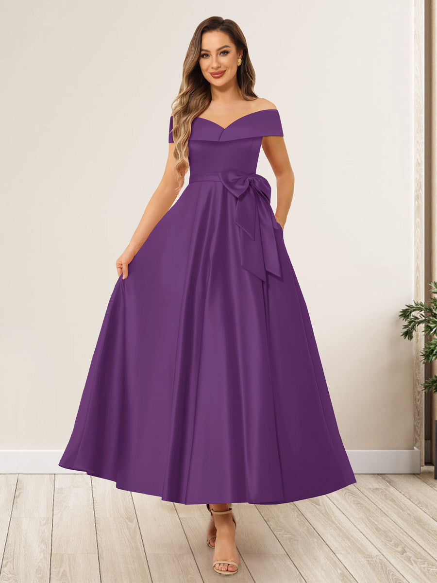 Evania Grape front view wedding guest dress