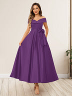 Evania Grape front view wedding guest dress