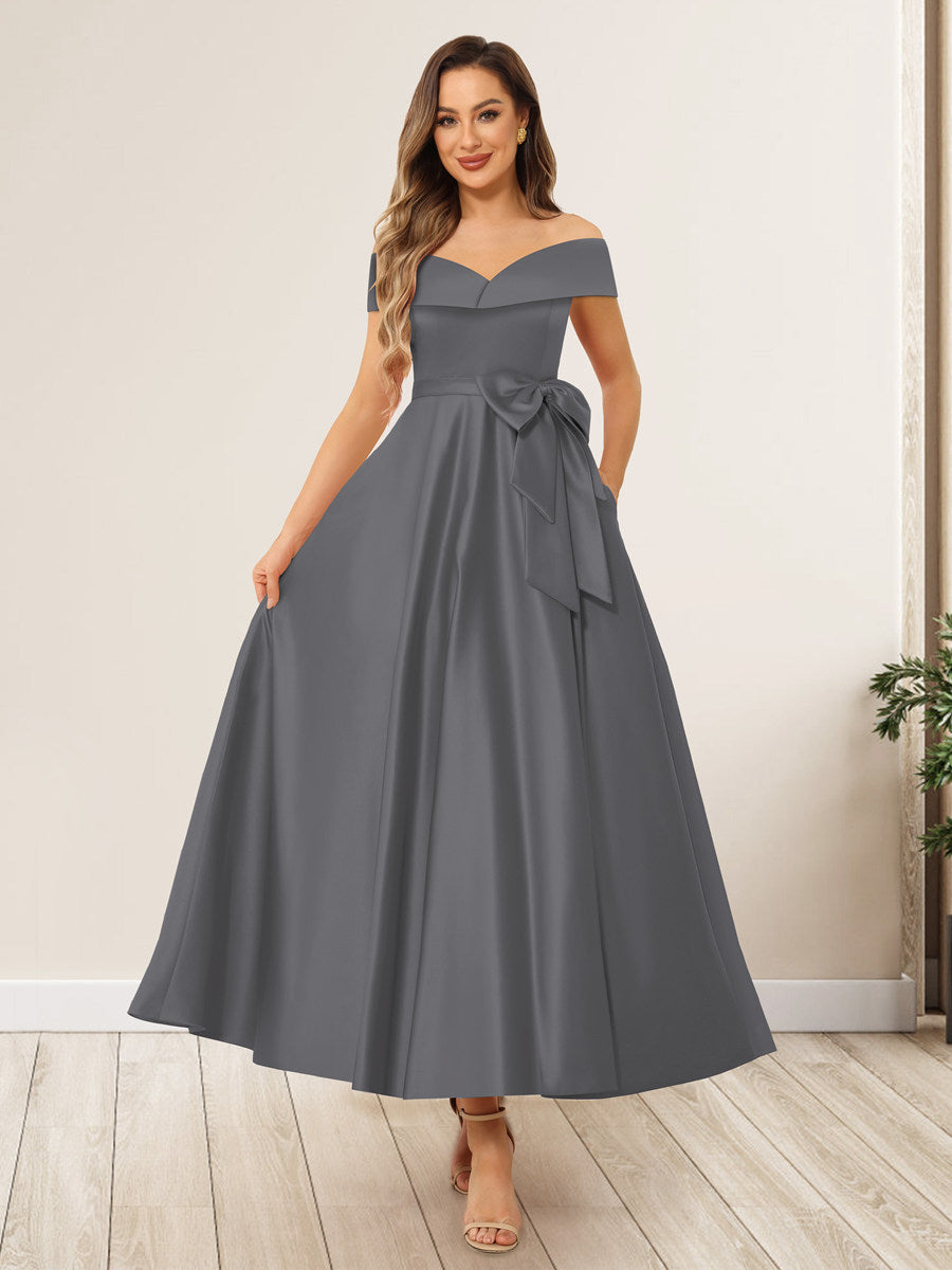 Evania Grey front view wedding guest dress