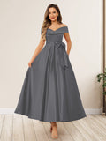 Evania Grey front view wedding guest dress