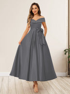 Evania Grey front view wedding guest dress