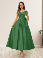 Evania Forest Green front view wedding guest dress