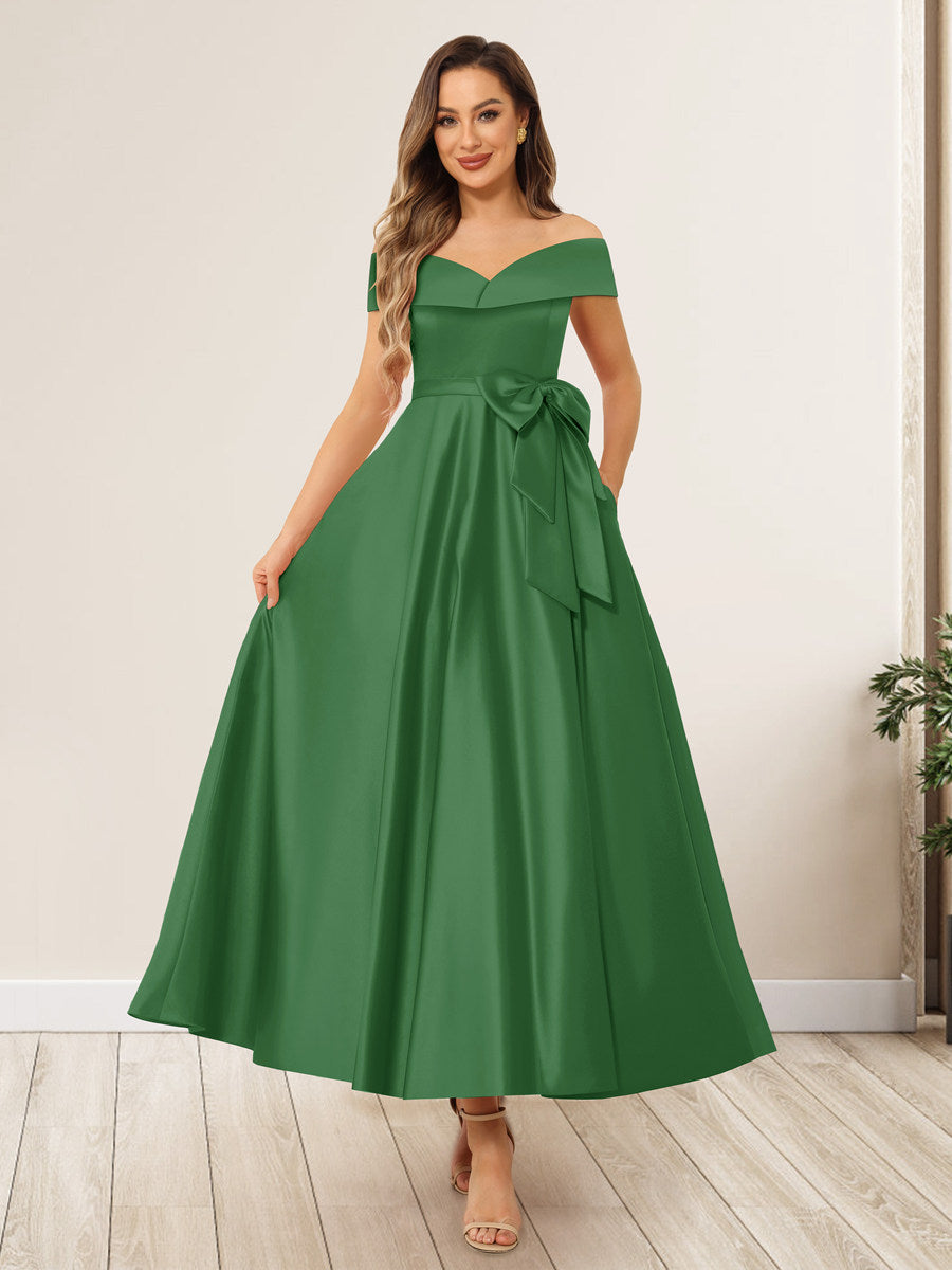 Evania Forest Green front view wedding guest dress