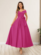 Evania Hot Pink front view wedding guest dress