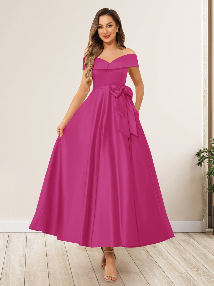 Evania Hot Pink front view wedding guest dress