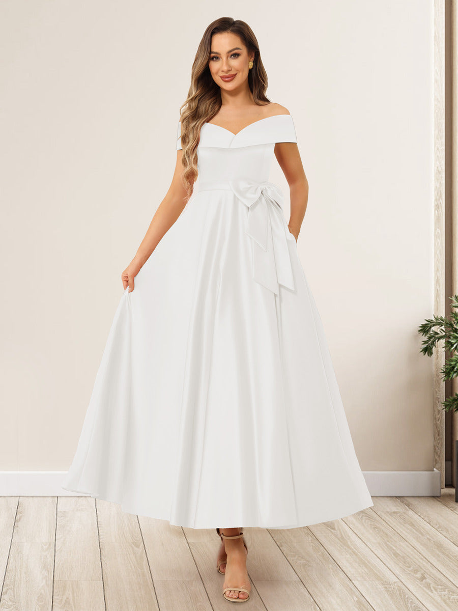 Evania Ivory front view wedding guest dress