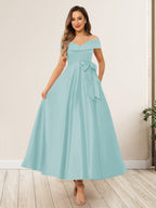 Evania Sky Blue front view wedding guest dress