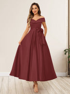 Evania Burgundy side view wedding guest dress