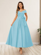 Evania Sky Blue back view wedding guest dress