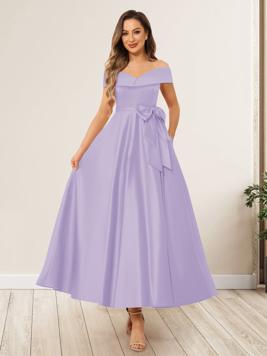 Evania Lilac front view wedding guest dress