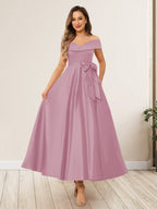 Evania Mauve front view wedding guest dress
