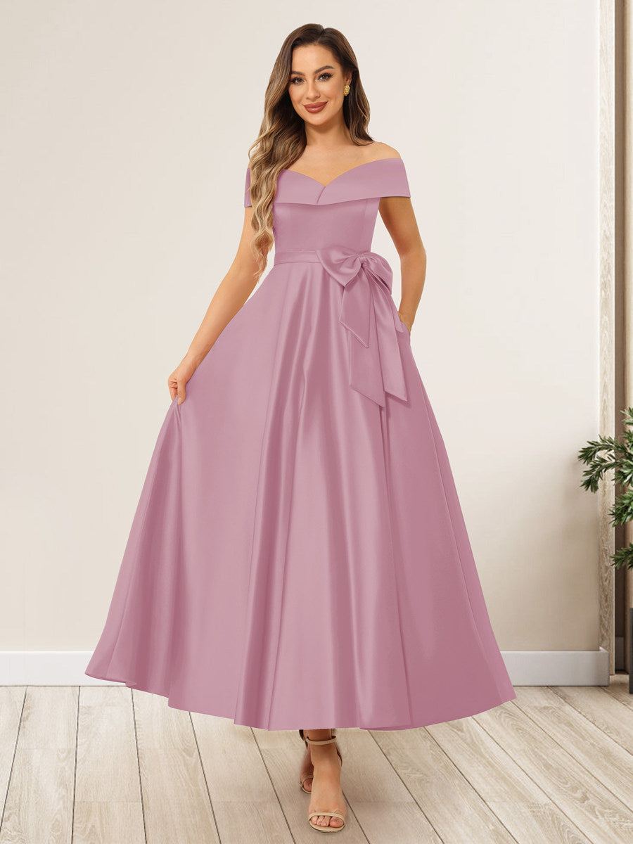 Evania Mauve front view wedding guest dress