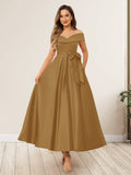 Evania Gold front view wedding guest dress