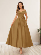 Evania Gold front view wedding guest dress