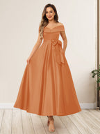 Evania Orange front view wedding guest dress