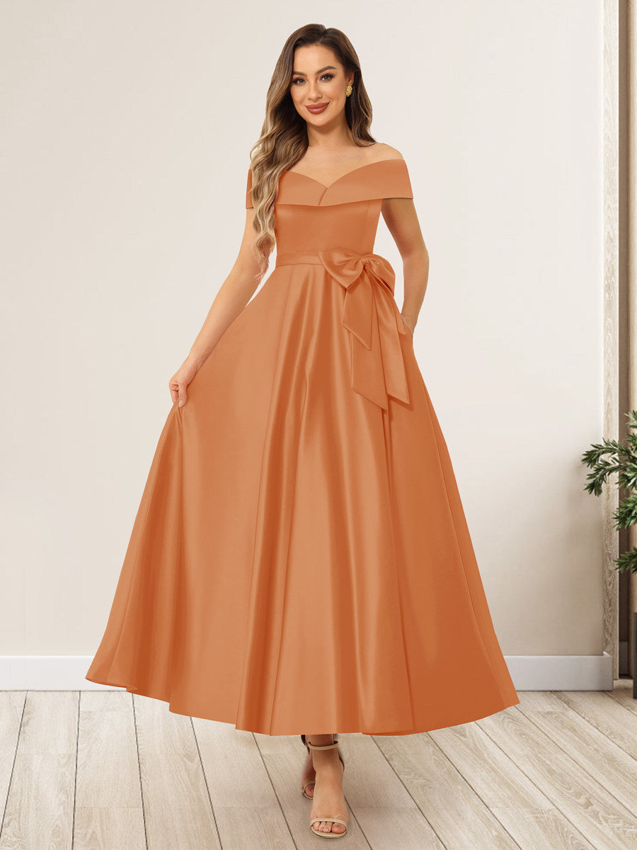 Evania Orange front view wedding guest dress