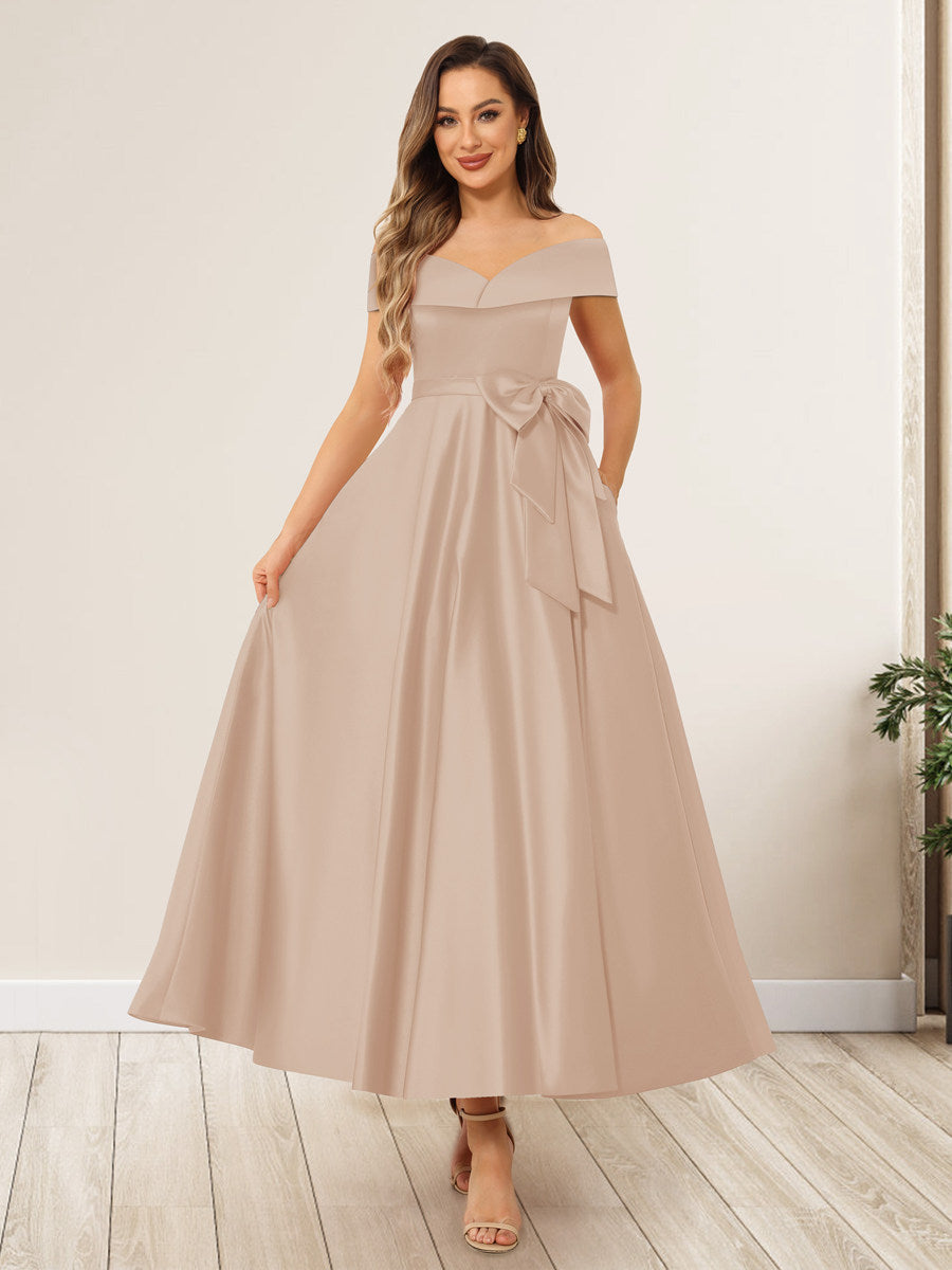 Evania Peach front view wedding guest dress