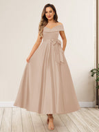 Evania Peach front view wedding guest dress