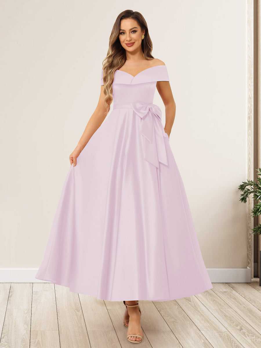 Evania Pearl Pink front view wedding guest dress